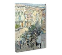 Southern French City By Childe Hassam Canvas Print | Gallery Wrapped 30mm Frame Wall Art | 24x16 inches | Ready to Hang | Classic Cityscape Picture | Living Room Bedroom Lounge Office
