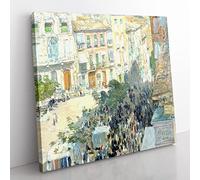 Southern French City by Childe Hassam Classic Painting Canvas Wall Art Print Ready to Hang, Framed Picture for Living Room Bedroom Home Office Décor, 50x50 cm (20x20 Inch)