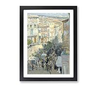 Southern French City By Childe Hassam Classic Painting Framed Print | A4 Black Framed Wall Art | Ready to Hang | French Cityscape Picture | Living Room Bedroom Lounge Office