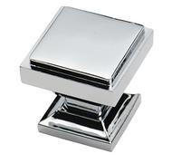Southern Hills Polished Chrome Square Cabinet Knobs - Pack of 5 - Bathroom Vanity Knobs, Modern Dresser Knob, Kitchen Pulls, Chrome Cabinet Hardware, Cupboard Drawer Knobs SHKM002-CHR-5