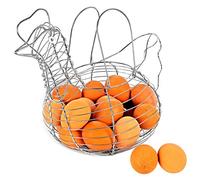 Southern Homewares SH-10213 Chicken Hen Shaped Egg Collection Storage Wire Basket Farmhouse Style Chrome, One Size, Silver
