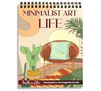 Southern Lotus Minimalist Art Life Spiral Bound Adult Coloring Book - Explore Mindful Coloring with Abstract Patterns. Minimalism and Artistic Creativity with Unique Undefined Designs. Relaxation
