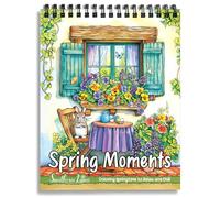 Southern Lotus Spring Moments Coloring Book Spiral Bound for Adults Women to Relaxing Chilling