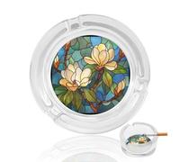 Southern Magnolia Tree in Bloom Glass Ashtray for Cigarettes Portable Decorative Ash Trays for Home Office Decor
