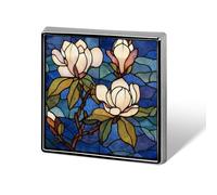 Southern Magnolia Tree Stained Glass Unisex Brooches & Pins Square Lightweight Lapel Badge Jewelry for Clothing Shawl Hat