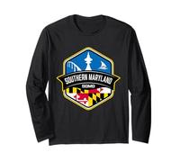 Southern Maryland Logo with MD Flag Design Souvenir Long Sleeve T-Shirt