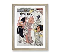 Southern Pleasure District By Torii Kiyonaga Asian Japanese Framed Print | A4 Oak Framed Wall Art | Ready to Hang | Asian Nature Picture | Living Room Bedroom Lounge Office