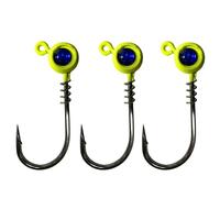 Southern Salt Screw Ball Jig Head - 3-Pack Weedless Free-Swing Jig with Screw-Lock & 3/0 BKK Saltwater Hook - Jig Head for Soft Plastics - Redfish, Snook, Trout, Flounder, Bass (Chartreuse, 1/4oz)