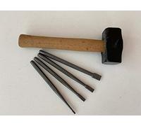 Southern Stone Italian Tungsten Tipped Stone Carving Lettering Chisel Set - Various Sizes (4,8,10,15mm) & 750g Club Hammer