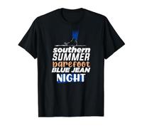 Southern Summer Barefoot Blue Jean Night Summer Value Graphic T-Shirt, Men, Black, L