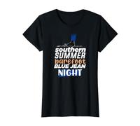 Southern Summer Barefoot Blue Jean Night Summer Value Graphic T-Shirt, Women, Black, M