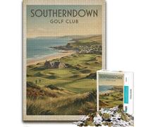 Southerndown Golf Club Vintage Poster Jigsaw Puzzle for Adults, 1000 Pieces | A screen-free tabletop activity - a simple way to organise the image in spare time.