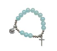 SOUTHJIELING Glass Beads Stretch Bracelets Jewelry Daily Use Cross Bracelets Hand Chain for Catholic Prayer Baptism