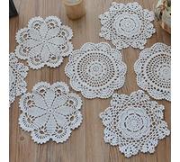 SouthMage 12 Hand Crochet Lace Doilies Lot White Round Table Runners Wedding Coasters
