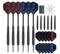 SOUTHMAN 6 Pack Steel Darts Set, 22g Darts Tip with Non-slip Stainless Steel Shaft, 10pcs Dart Flights, 12pcs Aluminum Shafts, 1 Dart Sharpener, 1 Flight Protector, Gift Box