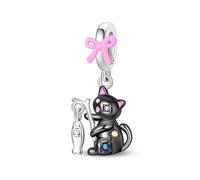 SOUTHPLUS Cat Series Charms Pendant 925 Sterling Zirconia Charm Pendant Cute Cats for Bracelet Charm Bead Pendant for European Bracelets Necklaces Jewellery Gift for Women, Small, 925 sterling silver