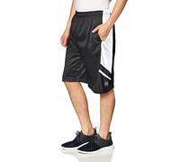 Southpole Men's Athletic Gym Basketball Mesh Shorts with Pockets, Inseam 12", Quick Dry, Breathable, Black, Large