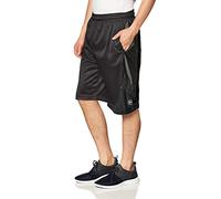 Southpole Men's Athletic Gym Basketball Mesh Shorts with Pockets, Inseam 12", Quick Dry, Breathable, Black/Black, Large