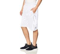 Southpole Men's Athletic Gym Basketball Mesh Shorts with Pockets, Inseam 12", Quick Dry, Breathable, White/White, Medium