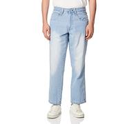 Southpole Men's Straight Relaxed-fit Cross Hatch Denim Jean, Light Sand Blue, 34W x 32L