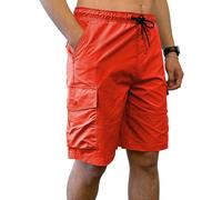 Southpole Men's Tech Woven Nylon Cargo Shorts, Quick Dry, Lightweight, Adjustable Waist, Orange, XL