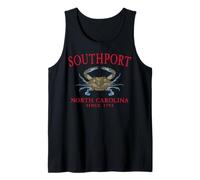 Southport North Carolina Blue Crab Since 1792 Red Letters Tank Top