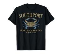 Southport North Carolina Blue Crab Since 1792 Tan Letters T-Shirt