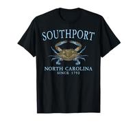 Southport North Carolina Crab Since 1792 Pale Blue Letters T-Shirt