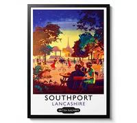 Southport Print, England Travel Poster, Vintage UK Railway Wall Art, Retro tourism Postcard Home Decor Gift Idea, Archival Matte, A1 (Framed) - 84.1x59.4cm