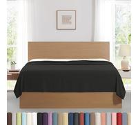 Southshore Fine Living, Inc. 2-Pack King Size Flat Sheets Only, Premium Black Bed Sheets, 112" x 102" King Top Sheet Stays Tucked on Deep Mattresses, King/California King Flat Sheet Set, Black