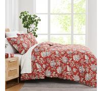 Southshore Fine Living, Inc. 2-Piece Twin Size Comforter Set, Down Alternative Comforter, Double Brushed Microfiber Fabric, Lightweight Coverlet, XL/Twin Bedding Sets, Jacobean Willow Red