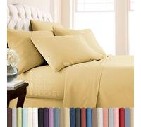 Southshore Fine Living, Inc. 21-Inch Extra Deep Pocket Fitted Sheet Full, 6-Piece Microfiber Bed Sheets Full Size Set, Oversized Flat, Pillow Cases Standard Size Set of 4, Muted Gold Sheets