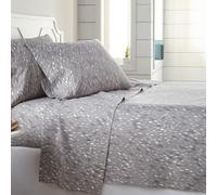 Southshore Fine Living, Inc. Botanical Leaves, 4-Piece, 15 Inch Deep Pocket Full Size Sheets Set, Botanical Bedding for Nature Lovers, Easy Care Microfiber, Leaf Pattern Sheet Set, Grey Sheets