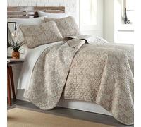 Southshore Fine Living, Inc. Cal King Paisley Quilt Bedding Set, Lightweight Bedspread, 3-Piece Bohemian Bedding with 2 Pillow Shams, Cal King Size Quilt Set, Motel Bedspread, Reversible Taupe Quilts