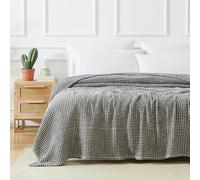 Southshore Fine Living, Inc. Checkered Blanket Queen Size or Full Size, Oversized Waffle Blanket, 100% Cotton, Cooling in Summer, Warm in Winter, Oeko-TEX Certified, Black and White Check
