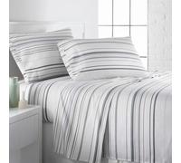 Southshore Fine Living, Inc. Coastal Sheets Set, 4 Piece California King Sheet Set Beach House Bedding, 15 Inch Deep Pocket Fitted Sheet, Soft Microfiber Fade Resistant Striped Sheets Cal King - Grey