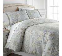 Southshore Fine Living Inc. Duvet Cover Full/Queen Size Set - Extra Soft Bedding w/Zipper Closure -Full/Queen Duvet Cover Set 98" x 98", 2 Pillow Shams 20" x 36" -Wrinkle Resistant- Garden Sandy Grey
