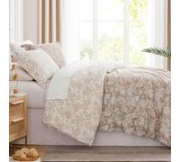 Southshore Fine Living, Inc. Extra Long Twin Comforter & Matching Pillow Sham, Reversible Down Alternative Paisley Bedding Set, Taupe/White