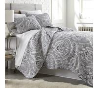 Southshore Fine Living, Inc. Farmhouse Bedding Quilt Set, Twin XL Coverlet, Oversized Quilt, Summer Coverlet, Lightweight Bedspread 2-Piece Set with One Matching Pillow Sham, Twin/XL Quilts, Black