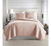 Southshore Fine Living, Inc. Full/Queen Quilt Set, Stitched Full Size with 2 Matching Pillow Shams, Lightweight Quilt Coverlet, Easy Care Machine Washable Queen Size Quilt Bedspread, Blush