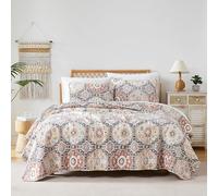 Southshore Fine Living, Inc. Kilim Collection Oversized Quilt Twin Bedding Set Lightweight, Soft Coverlet Bedspread 2-Piece with one Matching sham (69 in Wide x 98 in Long), Twin/XL, Natural