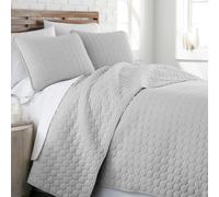 Southshore Fine Living, Inc. Light Gray Quilt Queen Bedding Set with 2 Pillow Shams, Circle Stitch Design, Full Bedspread, Grey Coverlet Queen Size, Lightweight Microfiber, Light Grey Quilt Full Size