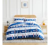 Southshore Fine Living, Inc. Oversized Duvet Cover Set, Full/Queen - Lightweight Queen Size Coastal Bedding Set, Includes 1 Beach Theme Duvet Cover and 2 Pillow Shams, Stain-Resistant, Atlantic Blue