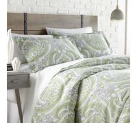 Southshore Fine Living, Inc. Oversized Full/Queen Size Comforter Bedding Set, Boho Bedding, Paisley Print Bedspread, Full Size/Queen Bed Comforter Set with 2 Matching Shams, Pure Melody Green