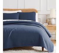 Southshore Fine Living, Inc. Oversized King Quilt Bedding Set, Soft Microfiber, Easy Care, Pet Hair Resistant Bedding, Machine Washable California/King Size Quilt Coverlet Set w/2 Shams, Dark Blue