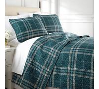 Southshore Fine Living, Inc. Oversized Microfiber Quilt Bedding Set, Twin XL Coverlet with Matching Quilted Pillow Sham, Plaid Bedspread, All Season Quilt, Lightweight Twin XL Quilts, Blue Plaid