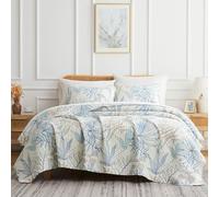 Southshore Fine Living, Inc. Oversized Quilt Bedding Set, 2-Piece Twin XL Coverlet with Matching Pillow Sham, Tropical Print Coverlet, All Season Quilt Bedspread, Lightweight Twin XL Quilts, Blue