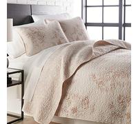 Southshore Fine Living, Inc. Oversized Quilt Bedding Set, Twin XL Coverlet with Matching Pillow Sham, Harmony Floral Coverlet, All Season Quilt Bedspread, Lightweight Twin XL Quilts, Soft Sand