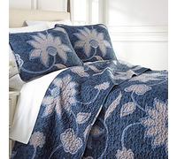 Southshore Fine Living, Inc. Oversized Quilt Bedding Set, Twin XL Coverlet with Matching Quilted Pillow Sham, Grand Floral Coverlet, All Season Quilt Bedspread, Lightweight Twin XL Quilts, Blue