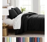 Southshore Fine Living, Inc. Oversized XL/Twin Duvet Cover Set Ultra-Soft Brushed Microfiber Comforter Cover Zipper Closure Includes 1 Twin Duvet & 1 Pillow Sham Wrinkle-Resistant, Black